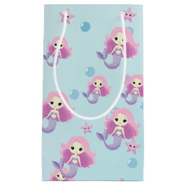 Sacola Para Presentes Pequena Festa de aniversário de Sereia Bonita