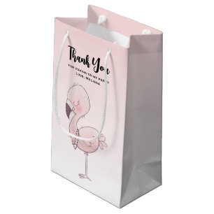Sacola Para Presentes Pequena Festa de Ilustração de Flamingo, Rosa-Rosa, Muito