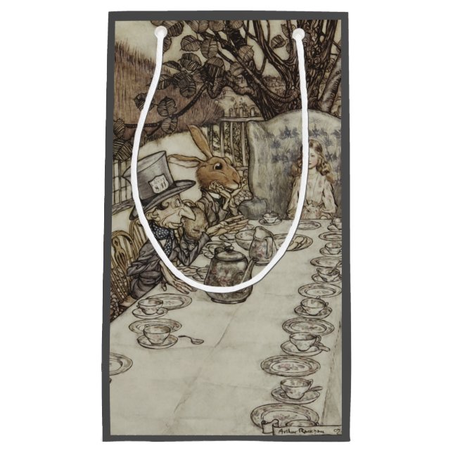 Sacola Para Presentes Pequena Festa de Ódio do Coelho de Alice Birthday (Frente)