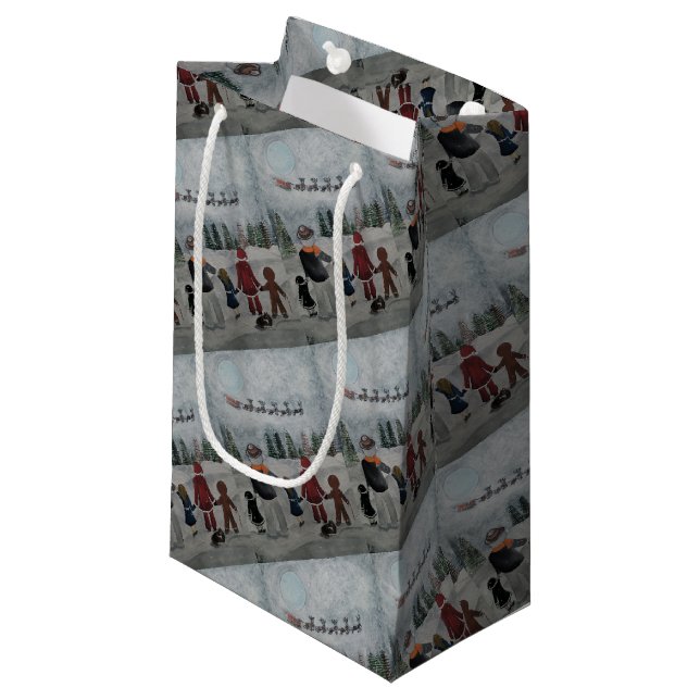 Sacola Para Presentes Pequena Festive Friends Painting by Alfred Fox (Frente inclinada)