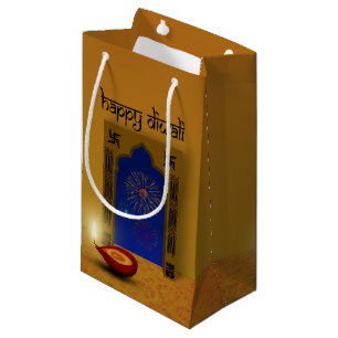 Sacola Para Presentes Pequena Festivos Happy Diwali Fireworks - Saco Pequeno Pre