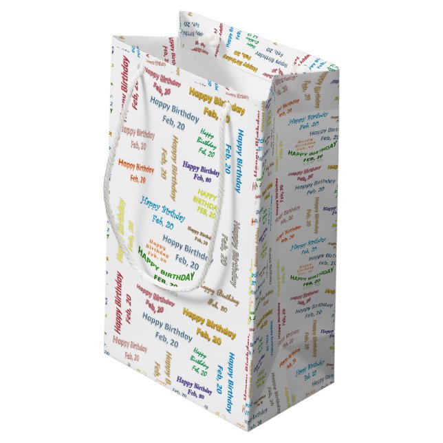 Sacola Para Presentes Pequena Fevereiro, 20 Aniversário Gift Bag (Verso inclinado)