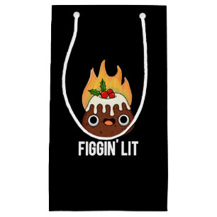 Sacola Para Presentes Pequena Figgin Lit Funny Figgy Pudim Pun Dark BG