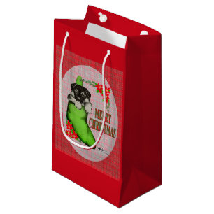 Sacola Para Presentes Pequena Filhote de cachorro do Feliz Natal