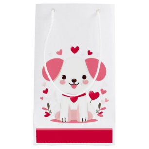 Sacola Para Presentes Pequena Filhote de dia de os namorados branco