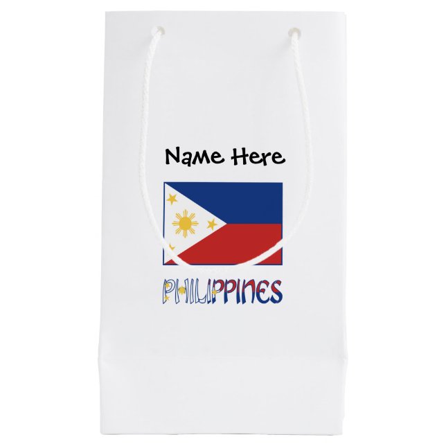 Sacola Para Presentes Pequena Filipinas: Sinalizador Filipino Personalizado (Frente)