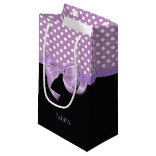 Sacola Para Presentes Pequena Fita de lavanda e Bolinhas