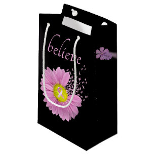 Sacola Para Presentes Pequena Fitas rosa e crença margarida