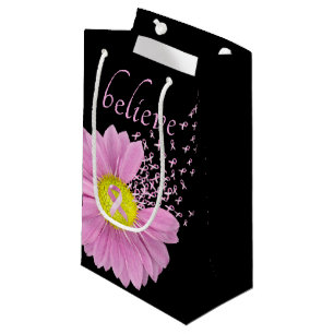 Sacola Para Presentes Pequena Fitas rosa e crença margarida