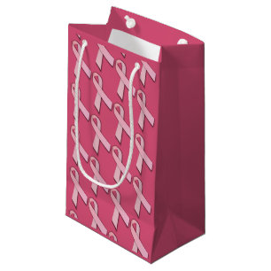 Sacola Para Presentes Pequena Fitas Rosa Padrão com Telas