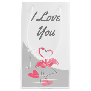 Sacola Para Presentes Pequena Flamingo Ama Grande Lua Eu Amo Você Pequeno