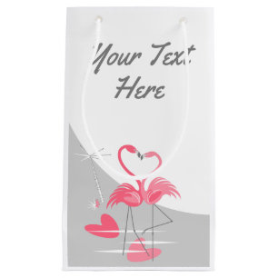 Sacola Para Presentes Pequena Flamingo Amor Grande Lua Seu Texto Pequeno