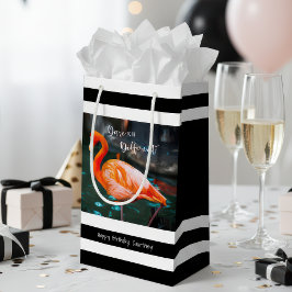 Sacola Para Presentes Pequena Flamingo Atreve ser diferente de Black Stripes