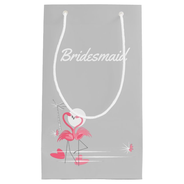 Sacola Para Presentes Pequena Flamingo Love Side Bridesmaid (Frente)
