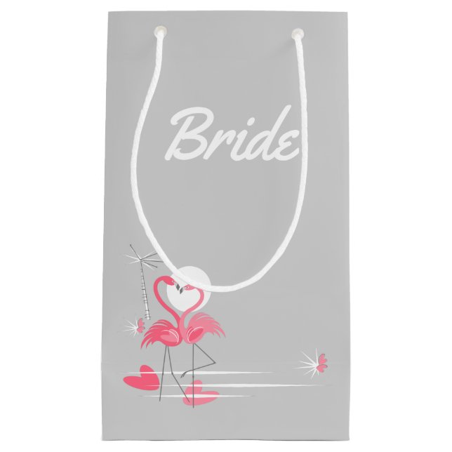 Sacola Para Presentes Pequena Flamingo Love Side Brile (Frente)