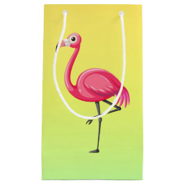 Sacola Para Presentes Pequena Flamingo Rosa em Estilo Cartoon