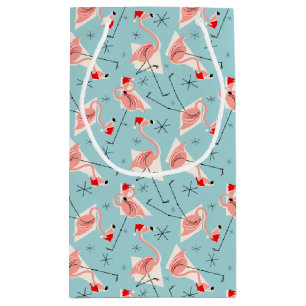 Sacola Para Presentes Pequena Flamingo Santas Blue Multi-presentinho pequeno