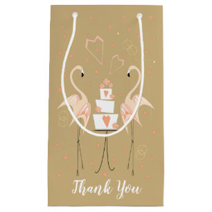 Sacola Para Presentes Pequena Flamingo Wedding Obrigado