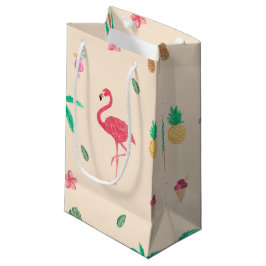 Sacola Para Presentes Pequena Flamingos no verão