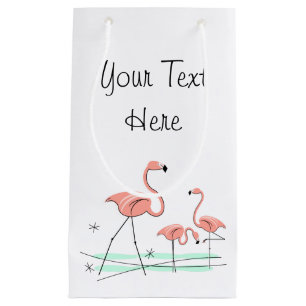 Sacola Para Presentes Pequena Flamingos Trio 2 Pequeno saco de presentes de text