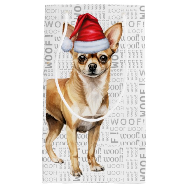 Sacola Para Presentes Pequena Fleas Navidog Chihuahua Funny Natal Pequeno Presen (Frente)