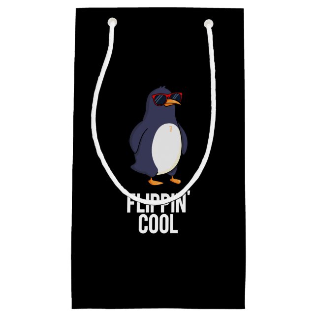 Sacola Para Presentes Pequena Flippin Legal Penguin Pun Dark BG (Frente)