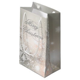 Sacola Para Presentes Pequena Floco de Neve Elegante de Natal