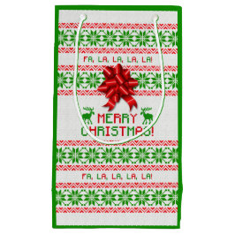 Sacola Para Presentes Pequena Floco de neve verde-vermelha Arco de Natal feio