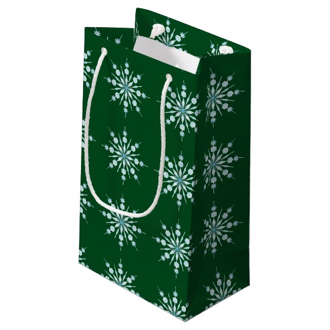 Sacola Para Presentes Pequena Flocos de neve (Verso inclinado)