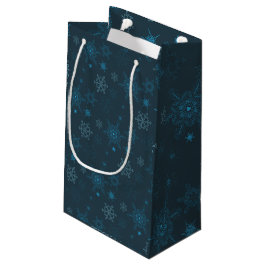 Sacola Para Presentes Pequena Flocos de neve padrão sem costura azul de inverno