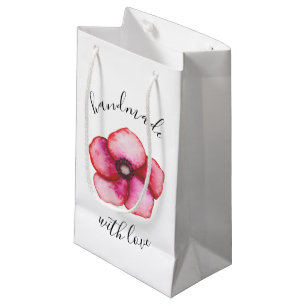 Sacola Para Presentes Pequena Flor cor-de-rosa simples da aguarela Handmade com