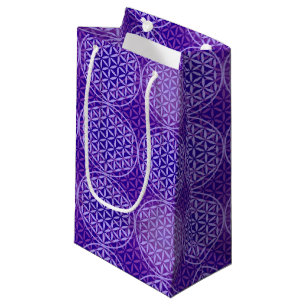 Sacola Para Presentes Pequena Flor da vida - padrão do selo - roxo