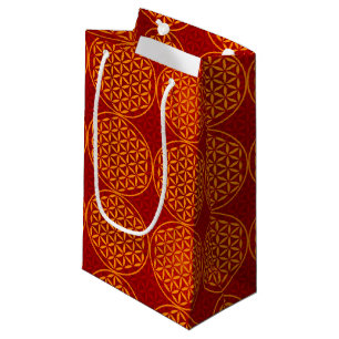 Sacola Para Presentes Pequena Flor da vida - padrão do selo - vermelho laranja