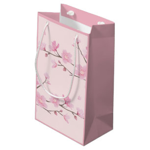 Sacola Para Presentes Pequena Flor de Cereja - Rosa