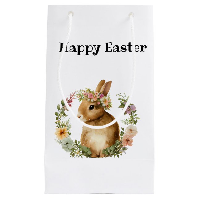 Sacola Para Presentes Pequena Flor de Coelho da Páscoa Cura-d'Água (Frente)