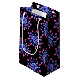 Sacola Para Presentes Pequena Flor de néon azul e vermelha