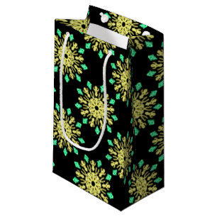 Sacola Para Presentes Pequena Flor néon amarela e verde
