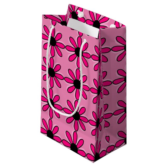 Sacola Para Presentes Pequena Flor rosa (Frente inclinada)