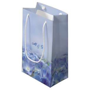 Sacola Para Presentes Pequena Florais Azuis de Hydrangea Elegante