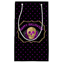 Floral de Caveira Dourada com Bolinhas de Hallowee