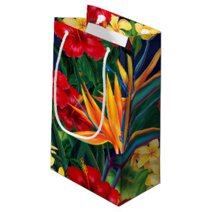 Sacola Para Presentes Pequena Floral havaiano do paraíso tropical