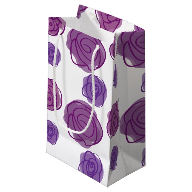 Sacola Para Presentes Pequena Floral Roxo (Frente inclinada)