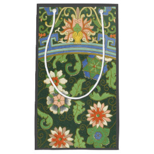 Sacola Para Presentes Pequena Floral Verde Chinês de Cloisonte