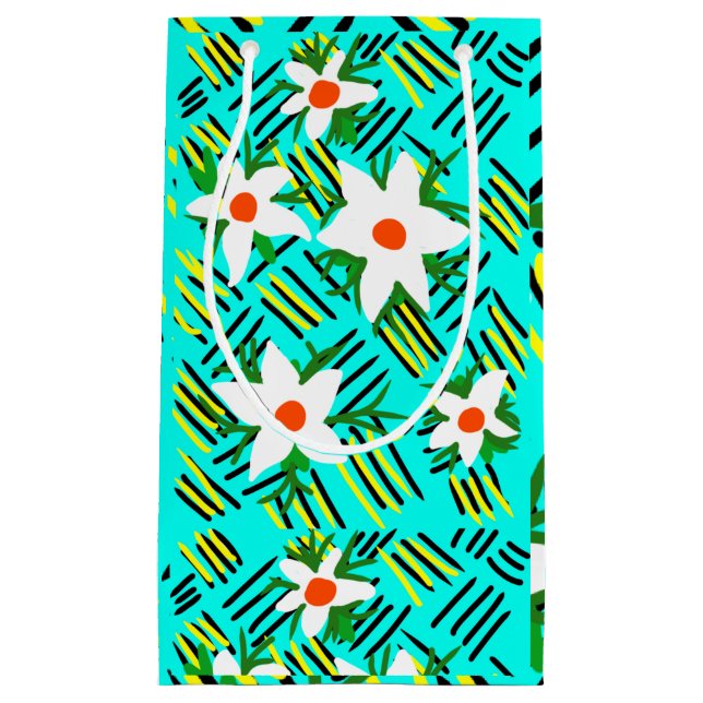 Sacola Para Presentes Pequena flores (Frente)