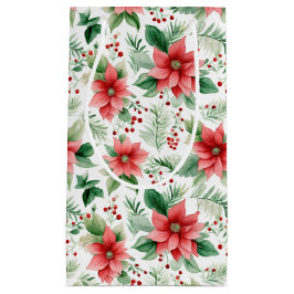 Sacola Para Presentes Pequena Flores de Natal