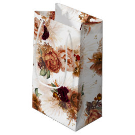 Sacola Para Presentes Pequena Flores de Pampas Grass e Rust Terracotta Elegantes