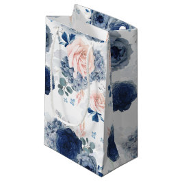 Sacola Para Presentes Pequena Flores de Rosa claro Azul e Suave empoeiradas
