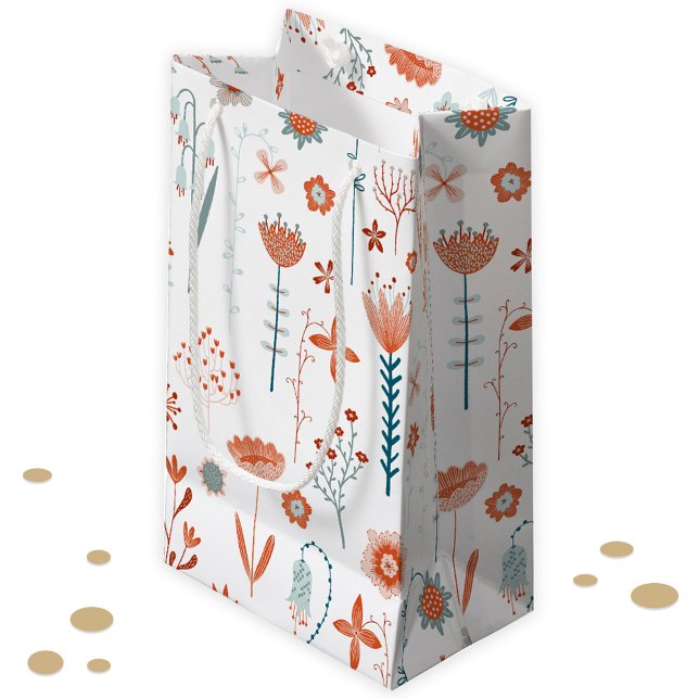 Sacola Para Presentes Pequena Flores de Verão escandinavas (Modern Japandi style floral gift bag)