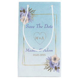 Sacola Para Presentes Pequena Flores E Quadro Dourado