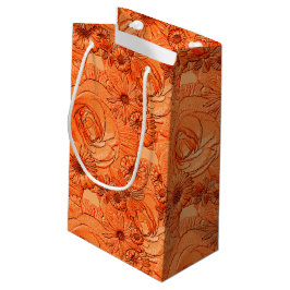 Sacola Para Presentes Pequena Flores em relevo - Laranja-GIFT BAG S